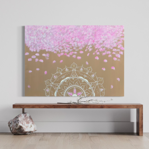 Mandala Seelenbilder Energiebilder Mandelblüte rose beige gold