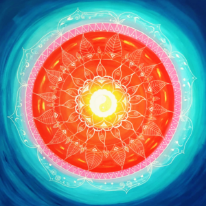 Mandala Seelenbilder Energiebilder Yin Yan blau türkis orange