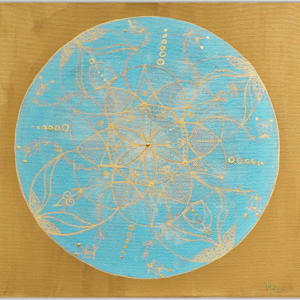 Mandala Seelenbilder Energiebilder beige hellblau gold