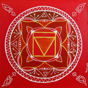 Mandala Seelenbilder Energiebilder rot weiß Wurzelchakra