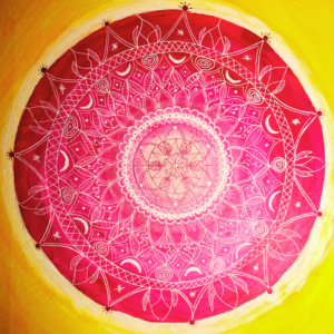 Mandala Seelenbilder Energiebilder gelb weiß pink