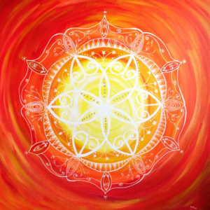 Mandala Seelenbilder Energiebilder strahlend rot orange weiß
