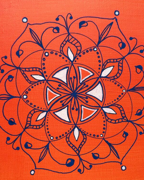 Mini Mandala blau-orange (20x20cm) – Bild 2