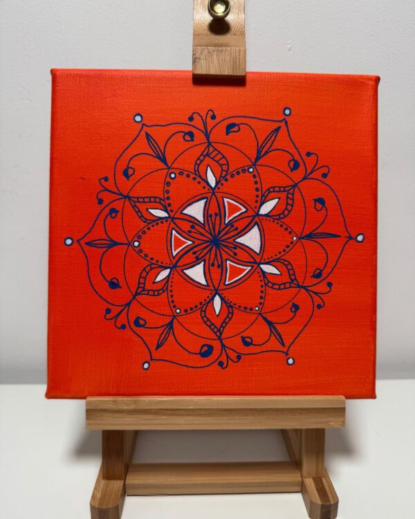 Mini Mandala blau-orange (20x20cm)