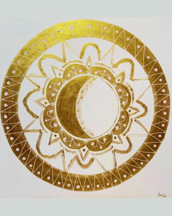 Mini Mandala Goldener Mond (30x30cm) – Bild 2